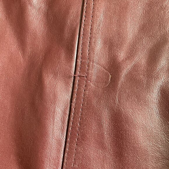 Vintage NWT 70s Leather Coat Trench Coat Sz 19-20 Office Daily Wear Boho Goth - Picture 15 of 15